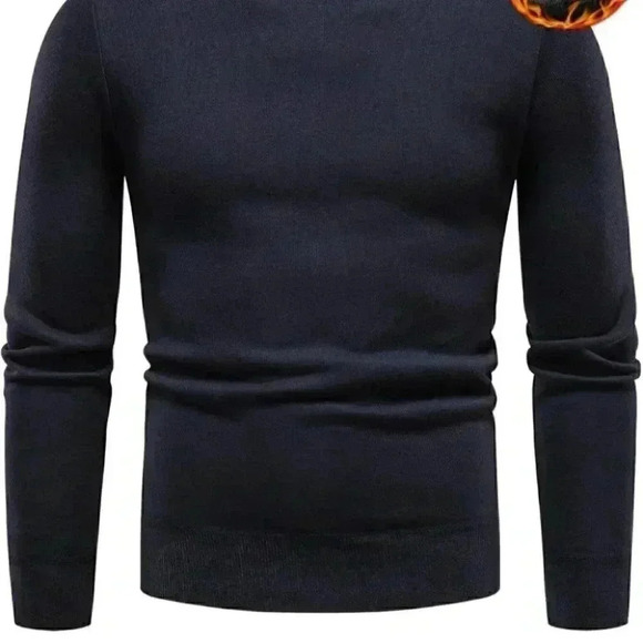 Dark Blue Mens Turtleneck Sweater - Picture 2 of 7